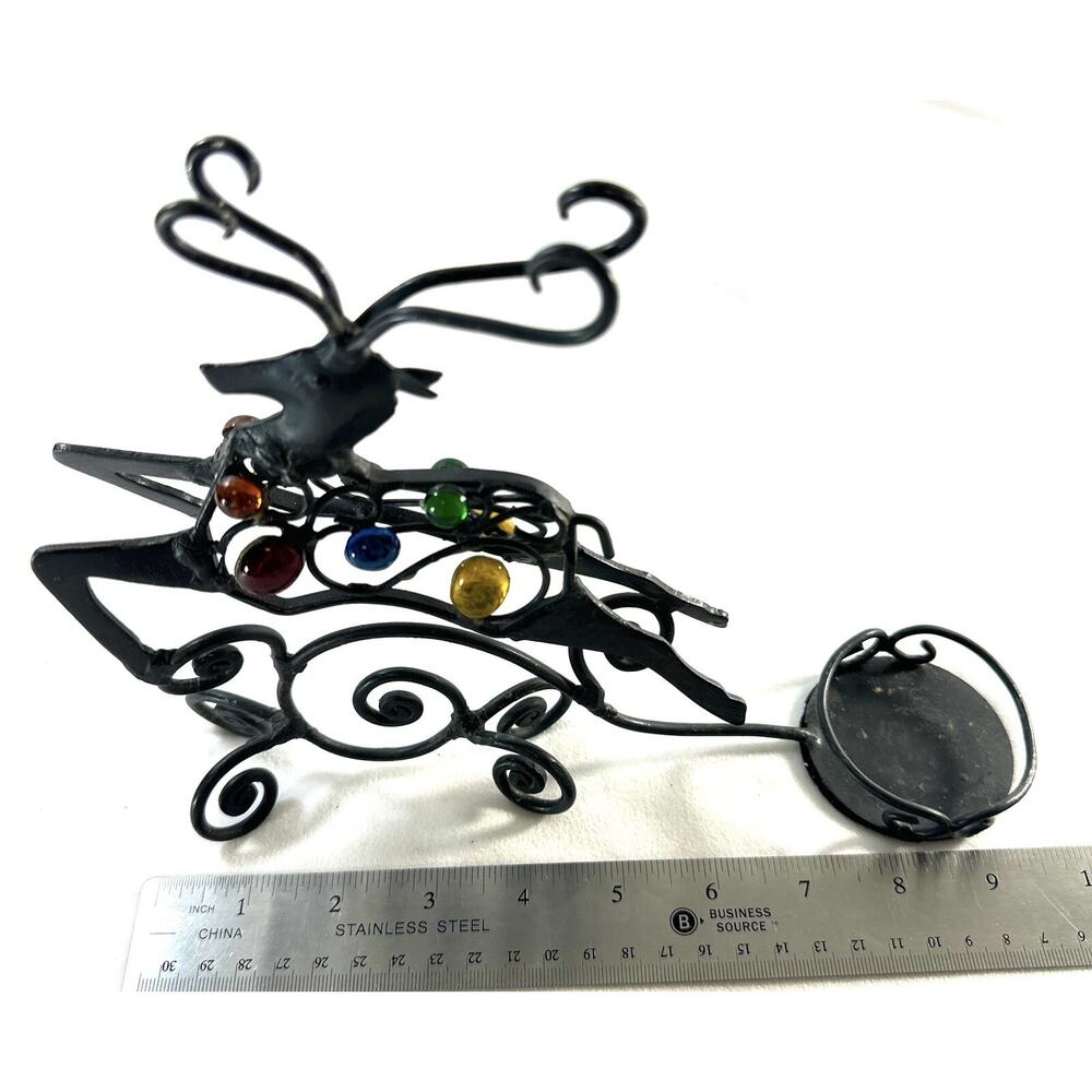 Pier 1 Metal Reindeer W/ Colorful Beads With Votive Candle Holder 9” Long - Picture 9 of 10
